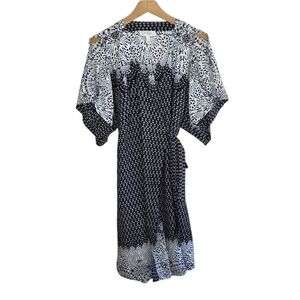 Jessica Simpson | Black White Maternity Wrap Dress with Split Sleeves Size Large